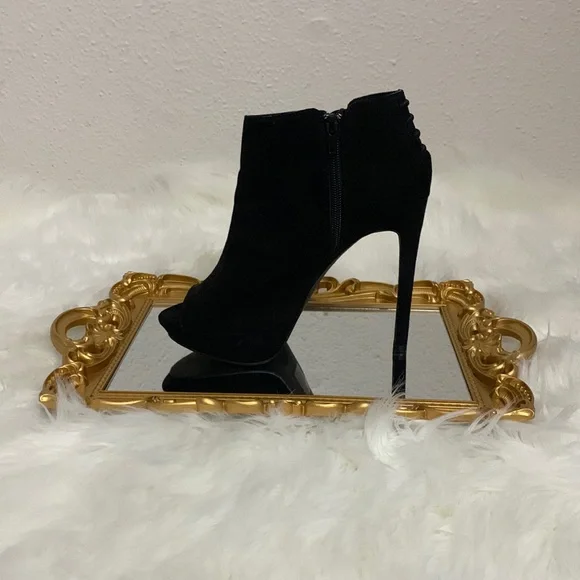 Mix No 6 - Black Suede Boot - 5 inch heel - Open Toe - Picture 2 of 9